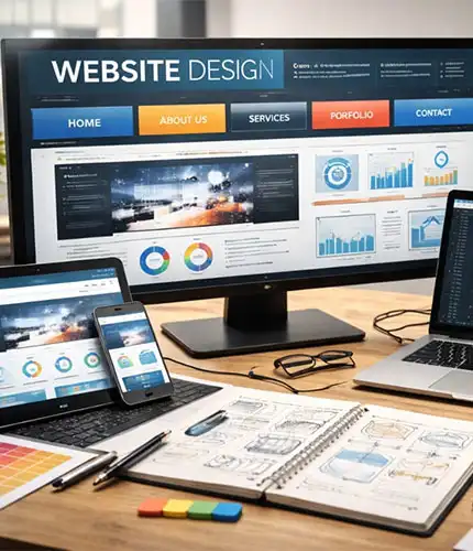 Web design and development services for creating professional and responsive websites by Bluelight Computer